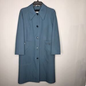 Misty Harbor Wear In Good Health Any Weather Teal Trench Coat Womens SZ 10P VTG